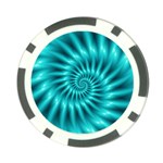 Glossy Turquoise Spiral Fractal  Poker Chip Card Guard