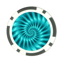 Glossy Turquoise Spiral Fractal  Poker Chip Card Guard from ArtsNow.com Back