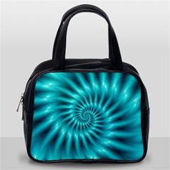 Glossy Turquoise Spiral Fractal  Classic Handbag (Two Sides) from ArtsNow.com Back