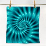 Glossy Turquoise Spiral Fractal  Face Towel