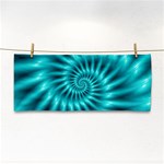 Glossy Turquoise Spiral Fractal  Hand Towel