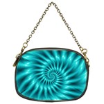 Glossy Turquoise Spiral Fractal  Chain Purse (One Side)