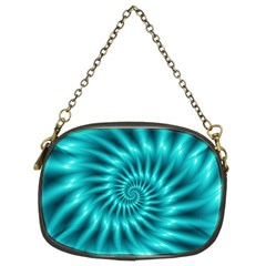 Glossy Turquoise Spiral Fractal  Chain Purse (Two Sides) from ArtsNow.com Front