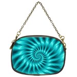 Glossy Turquoise Spiral Fractal  Chain Purse (Two Sides)