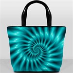 Glossy Turquoise Spiral Fractal  Bucket Bag