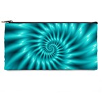 Glossy Turquoise Spiral Fractal  Pencil Case