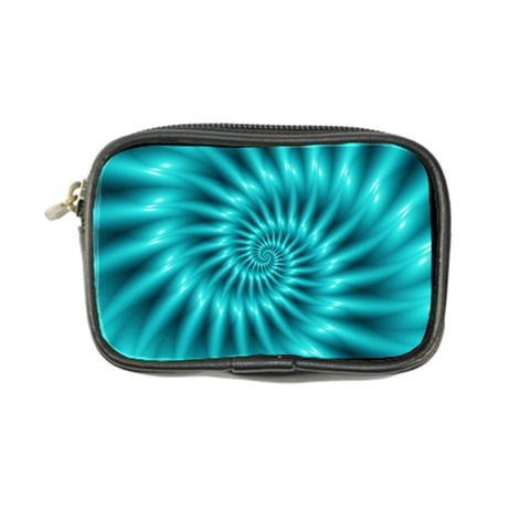 Glossy Turquoise Spiral Fractal  Coin Purse from ArtsNow.com Front