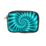 Glossy Turquoise Spiral Fractal  Coin Purse