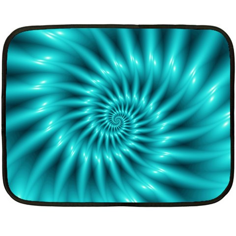 Glossy Turquoise Spiral Fractal  Double Sided Fleece Blanket (Mini) from ArtsNow.com 35 x27  Blanket Front