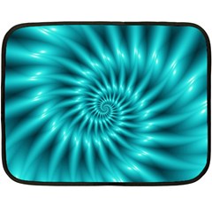 Glossy Turquoise Spiral Fractal  Double Sided Fleece Blanket (Mini) from ArtsNow.com 35 x27  Blanket Front