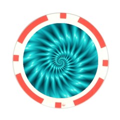 Glossy Turquoise Spiral Fractal  Poker Chip Card Guard (10 pack) from ArtsNow.com Back