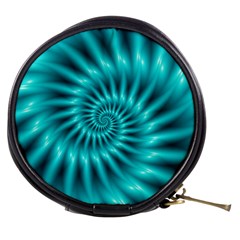 Glossy Turquoise Spiral Fractal  Mini Makeup Bag from ArtsNow.com Front