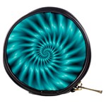 Glossy Turquoise Spiral Fractal  Mini Makeup Bag