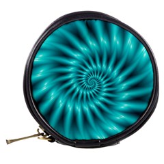 Glossy Turquoise Spiral Fractal  Mini Makeup Bag from ArtsNow.com Back