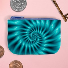 Glossy Turquoise Spiral Fractal  Mini Coin Purse from ArtsNow.com Front