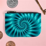 Glossy Turquoise Spiral Fractal  Mini Coin Purse