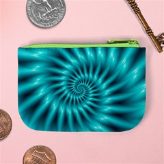 Glossy Turquoise Spiral Fractal  Mini Coin Purse from ArtsNow.com Back