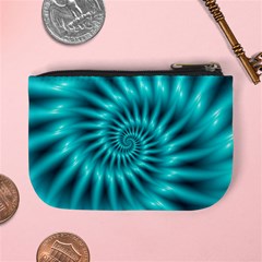 Glossy Turquoise Spiral Fractal  Mini Coin Purse from ArtsNow.com Back