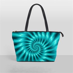 Glossy Turquoise Spiral Fractal  Classic Shoulder Handbag from ArtsNow.com Front