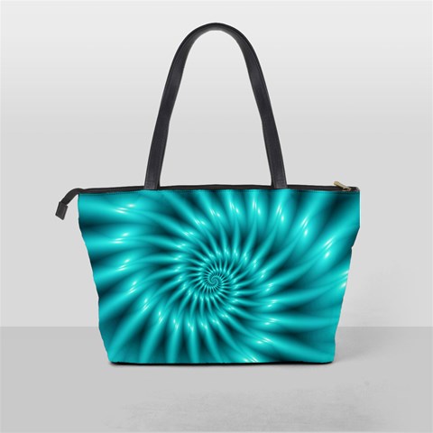 Glossy Turquoise Spiral Fractal  Classic Shoulder Handbag from ArtsNow.com Back