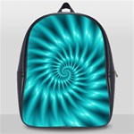 Glossy Turquoise Spiral Fractal  School Bag (Large)