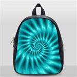 Glossy Turquoise Spiral Fractal  School Bag (Small)