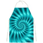 Glossy Turquoise Spiral Fractal  Full Print Apron