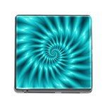 Glossy Turquoise Spiral Fractal  Memory Card Reader (Square)