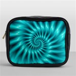 Glossy Turquoise Spiral Fractal  Mini Toiletries Bag (One Side)