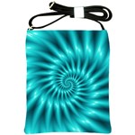 Glossy Turquoise Spiral Fractal  Shoulder Sling Bag