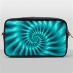 Glossy Turquoise Spiral Fractal  Toiletries Bag (One Side)