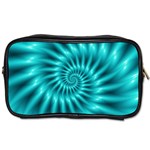 Glossy Turquoise Spiral Fractal  Toiletries Bag (Two Sides)