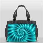 Glossy Turquoise Spiral Fractal  Oversize Office Handbag