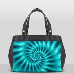 Glossy Turquoise Spiral Fractal  Oversize Office Handbag (2 Sides) from ArtsNow.com Front