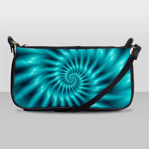 Glossy Turquoise Spiral Fractal  Shoulder Clutch Bag from ArtsNow.com Front