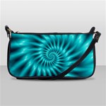 Glossy Turquoise Spiral Fractal  Shoulder Clutch Bag