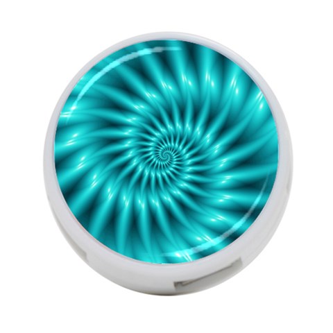 Glossy Turquoise Spiral Fractal  4 Front