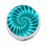 Glossy Turquoise Spiral Fractal  4-Port USB Hub (One Side)