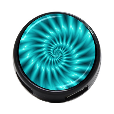 Glossy Turquoise Spiral Fractal  4 Front