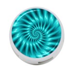 Glossy Turquoise Spiral Fractal  4-Port USB Hub (Two Sides)