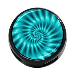 Glossy Turquoise Spiral Fractal  4 Back