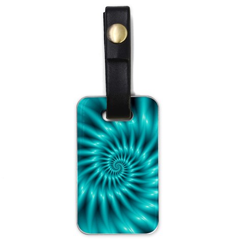 Glossy Turquoise Spiral Fractal  Luggage Tag (one side) from ArtsNow.com Front