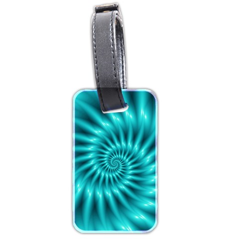 Glossy Turquoise Spiral Fractal  Luggage Tag (two sides) from ArtsNow.com Front