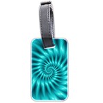 Glossy Turquoise Spiral Fractal  Luggage Tag (two sides)