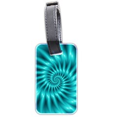 Glossy Turquoise Spiral Fractal  Luggage Tag (two sides) from ArtsNow.com Back