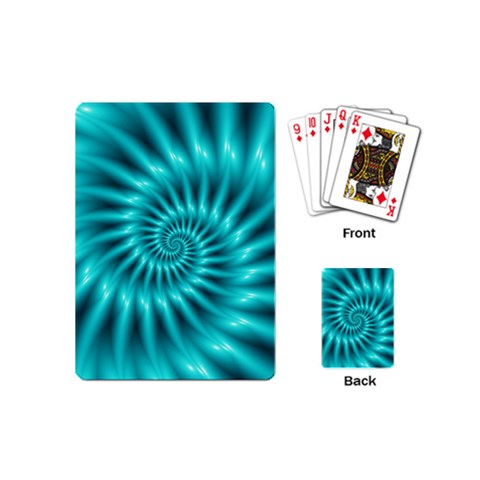 Glossy Turquoise Spiral Fractal  Playing Cards (Mini) from ArtsNow.com Back