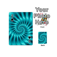 Glossy Turquoise Spiral Fractal  Playing Cards 54 (Mini) from ArtsNow.com Front - Spade2