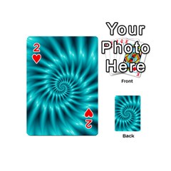 Glossy Turquoise Spiral Fractal  Playing Cards 54 (Mini) from ArtsNow.com Front - Heart2