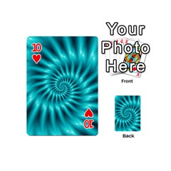 Glossy Turquoise Spiral Fractal  Playing Cards 54 (Mini) from ArtsNow.com Front - Heart10