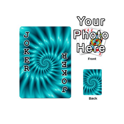 Glossy Turquoise Spiral Fractal  Playing Cards 54 (Mini) from ArtsNow.com Front - Joker1